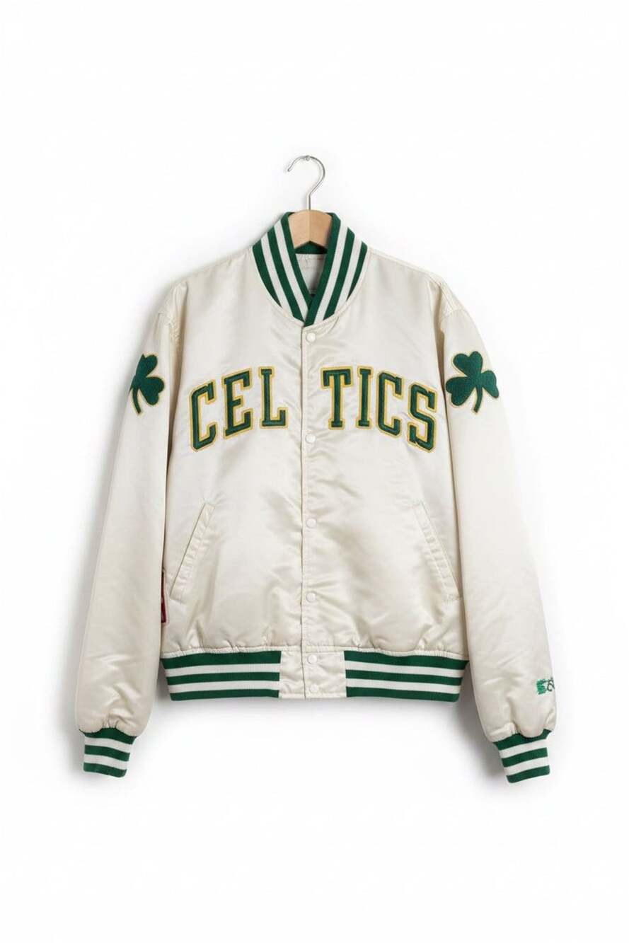 Vintage White Satin Boston Celtics NBA Starter Jacket